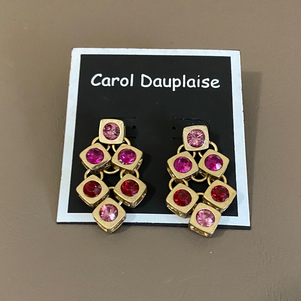 CAROL DUPLAISE Gold and Pink Dangle Earrings